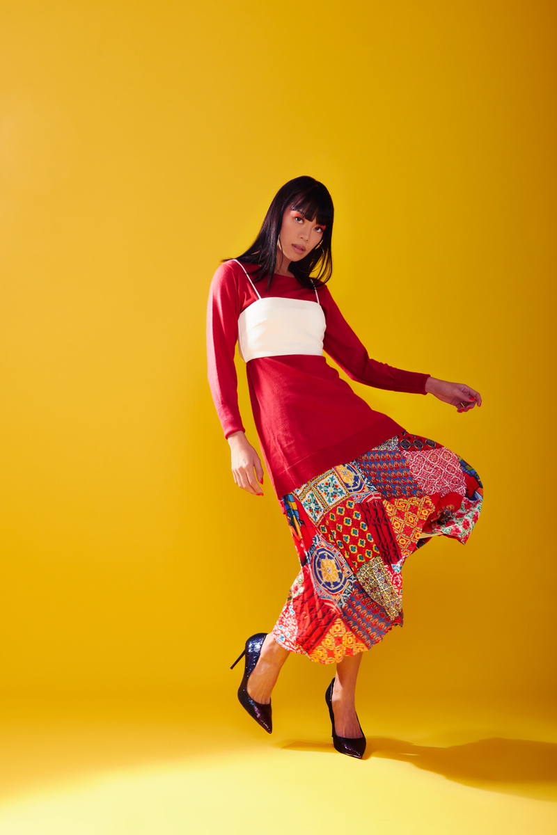 Pleated midi top skirt valley girl