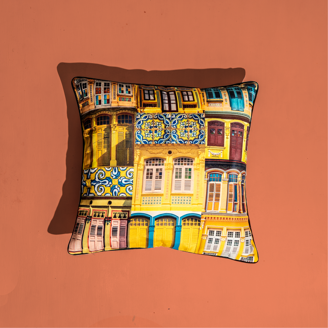 Rowhouses Cushion Cover - Yellow Bloom