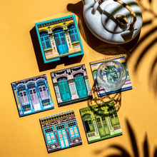 Load image into Gallery viewer, The Iconic Shophouses Collection Coasters - Aquamarine