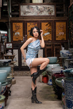 Load image into Gallery viewer, Chinoiserie One shoulder Drawstring top