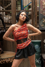 Load image into Gallery viewer, Chinoiserie One shoulder Drawstring top