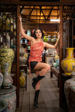 Load image into Gallery viewer, Chinoiserie One shoulder Drawstring top