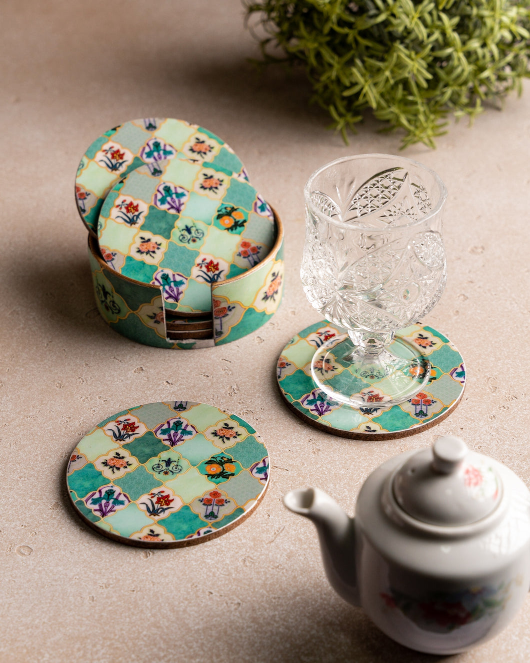 The Teal Set of 6 Coasters