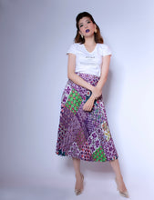 Load image into Gallery viewer, Peranakan Pleated Midi Skirt - Lavendar