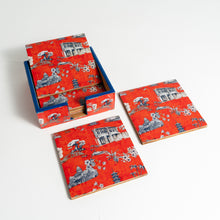 Load image into Gallery viewer, Autumn Orange Chinoiserie Coasters