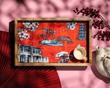 Load image into Gallery viewer, Autumn Orange Chinoiserie Tray