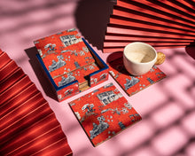 Load image into Gallery viewer, Autumn Orange Chinoiserie Coasters
