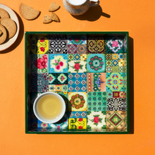 Load image into Gallery viewer, Peranakan Tiles Tray - Collage Emerald