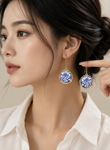 Load image into Gallery viewer, Blue Chinoiserie Earrings
