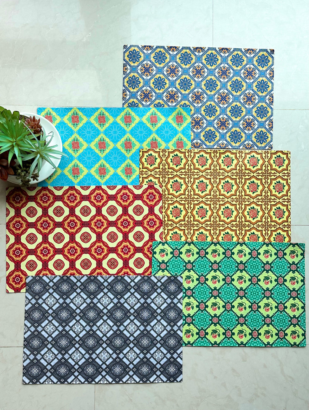 Peranakan Tiles Placemats-PU Leather