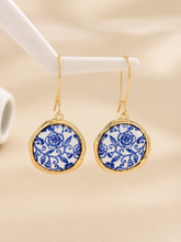 Load image into Gallery viewer, Blue Chinoiserie Earrings
