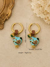 Load image into Gallery viewer, Peranakan Heart Earrings (Blue)
