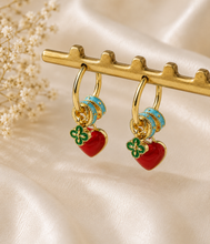 Load image into Gallery viewer, Peranakan Heart Earrings (Red)
