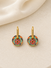 Load image into Gallery viewer, Peranakan Peony Earrings (Blue)
