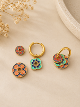 Load image into Gallery viewer, Peranakan Peony Earrings (Blue)
