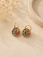 Load image into Gallery viewer, Peranakan Peony Earrings (Blue)
