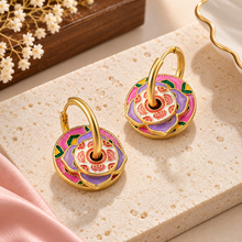 Load image into Gallery viewer, Peranakan Peony Earrings(Lavender)
