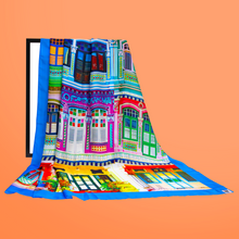 Load image into Gallery viewer, Colorful Rowhouse Print Scarf - Royal Blue
