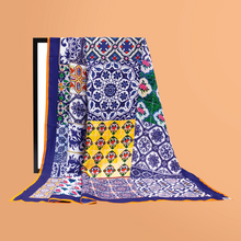Load image into Gallery viewer, Chinatown Tiles Scarf - Midnight Blue
