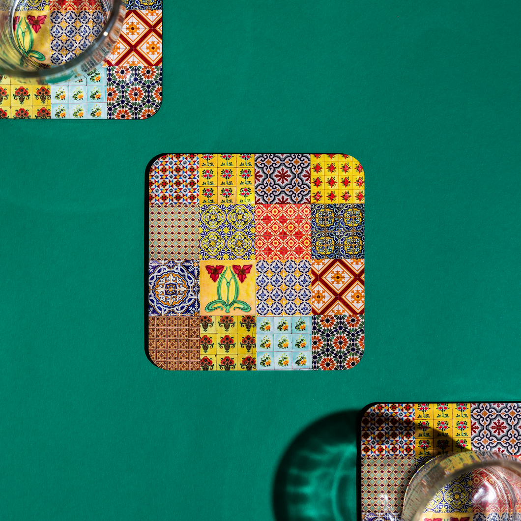 Peranakan TIle Design Set of 6 Coasters - Collage Tuscany