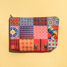 Load image into Gallery viewer, Peranakan Tiles Design Travel Pouch - Barn Red
