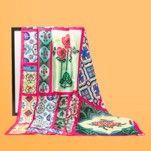 Load image into Gallery viewer, Peranakan Tiles Design Scarf - Fuchsia
