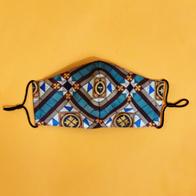Load image into Gallery viewer, Men&#39;s Signature Peranakan Dual Fabric Mask - Cerulean
