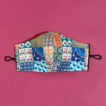 Load image into Gallery viewer, Signature Peranakan Dual Fabric Mask - Collage Turqouise
