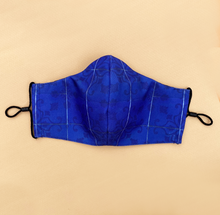 Load image into Gallery viewer, Men&#39;s Signature Peranakan Dual Fabric Mask - Royal Blue
