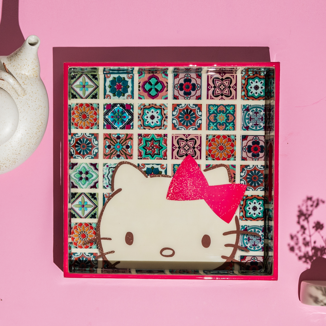 Hello Kitty x Photo Phactory Peranakan Tiles Square Tray - Pink