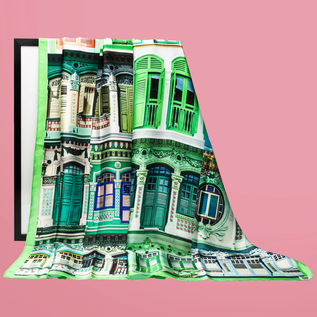 Colonial Shophouse Window Scarf - Green Hue